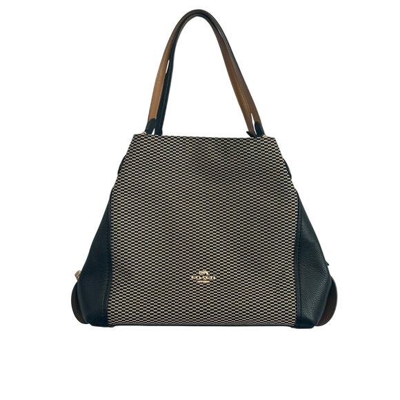 Coach Edie Legacy Woven Black Shoulder Purse- - Picture 1 of 12